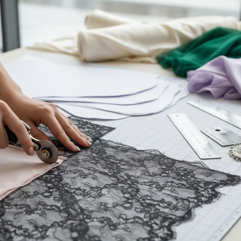 generate a closeup image of lingeries hanged in hangers in a shop and make the image grayscale